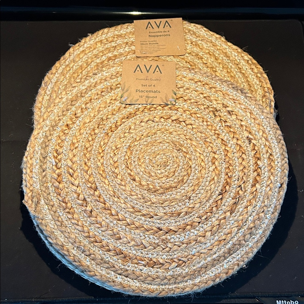 8 pcs. Ava Tan Woven Placemats - 2-Sets of 4 ,8 altogether bundle